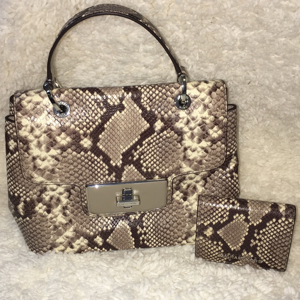 Michael Kors Embossed Python Purse Set